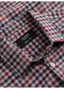 Ombre Men's checkered flannel shirt - navy blue and red