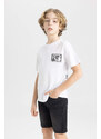 DEFACTO Boy Crew Neck Printed Short Sleeve T-Shirt