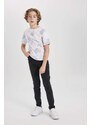 DEFACTO Boy Crew Neck Printed Patterned T-Shirt