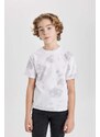 DEFACTO Boy Crew Neck Printed Patterned T-Shirt