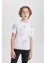 DEFACTO Boy Crew Neck Printed Patterned T-Shirt