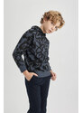 DEFACTO Boy Oversize Fit Hooded Patterned Sweatshirt