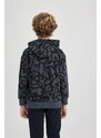 DEFACTO Boy Oversize Fit Hooded Patterned Sweatshirt