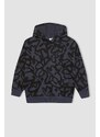 DEFACTO Boy Oversize Fit Hooded Patterned Sweatshirt