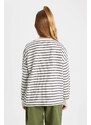 DEFACTO Girl Relax Fit Crew Neck Striped Sweatshirt