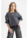 DEFACTO Girl Oversize Fit Crew Neck Sweatshirt