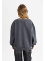 DEFACTO Girl Oversize Fit Crew Neck Sweatshirt