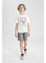 DEFACTO Boy Printed Short Sleeve T-Shirt Shorts 2 Piece Set