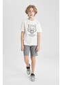 DEFACTO Boy Printed Short Sleeve T-Shirt Shorts 2 Piece Set