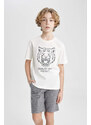 DEFACTO Boy Printed Short Sleeve T-Shirt Shorts 2 Piece Set