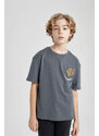 DEFACTO Boy Oversize Fit Printed Short Sleeve T-Shirt