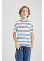 DEFACTO Boy Regular Fit Crew Neck Striped Short Sleeve T-Shirt