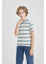 DEFACTO Boy Regular Fit Crew Neck Striped Short Sleeve T-Shirt