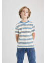 DEFACTO Boy Regular Fit Crew Neck Striped Short Sleeve T-Shirt