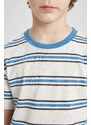 DEFACTO Boy Regular Fit Crew Neck Striped Short Sleeve T-Shirt