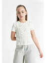 DEFACTO Girl Slim Fit Ribbed Short Sleeve T-Shirt