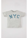 DEFACTO Baby Boy Crew Neck Printed Short Sleeve T-Shirt