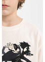 DEFACTO Boy Oversize Fit Crew Neck Printed T-Shirt