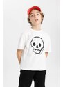 DEFACTO Boy Oversize Fit Crew Neck Embroidered T-Shirt