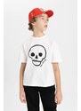 DEFACTO Boy Oversize Fit Crew Neck Embroidered T-Shirt