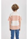 DEFACTO Boy Oversize Fit Crew Neck Striped Short Sleeve T-Shirt