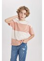 DEFACTO Boy Oversize Fit Crew Neck Striped Short Sleeve T-Shirt