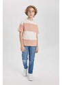 DEFACTO Boy Oversize Fit Crew Neck Striped Short Sleeve T-Shirt