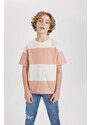 DEFACTO Boy Oversize Fit Crew Neck Striped Short Sleeve T-Shirt