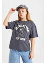 DEFACTO Girl Oversize Fit Printed Short Sleeve T-Shirt