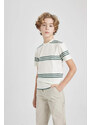 DEFACTO Boy Regular Fit Crew Neck Striped Short Sleeve T-Shirt