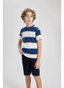 DEFACTO Boy Regular Fit Crew Neck Striped Short Sleeve T-Shirt