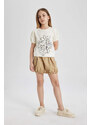 DEFACTO Girl Printed Short Sleeve T-Shirt