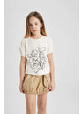 DEFACTO Girl Printed Short Sleeve T-Shirt