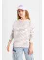 DEFACTO Girl Relax Fit Crew Neck Striped Sweatshirt