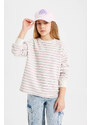 DEFACTO Girl Relax Fit Crew Neck Striped Sweatshirt