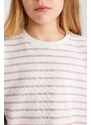 DEFACTO Girl Relax Fit Crew Neck Striped Sweatshirt