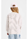 DEFACTO Girl Relax Fit Crew Neck Striped Sweatshirt