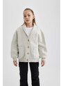 DEFACTO Girl Crew Neck Soft Fuzzy Cardigan