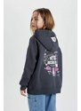 DEFACTO Girl Hooded Soft Lined Zippered Cardigan