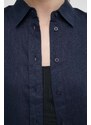 Lněná košile Lauren Ralph Lauren tmavomodrá barva, regular, s klasickým límcem