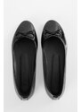 Shoeberry Women's Baily Black Patent Leather Bow Daily Flats