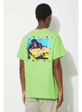 Bavlněné tričko PLEASURES Cmyk T-Shirt zelená barva, s potiskem, P24SP051.LIME