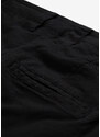 bonprix Strečové chino kalhoty s pohodlnou pasovkou a založenými lemy Černá