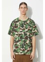 Bavlněné tričko A Bathing Ape Bape Art Camo Ape Head One Point Tee zelená barva, 1J80109057