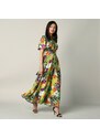 Blancheporte Dlouhé rozšířené šaty s potiskem velkých květů anýzová 36