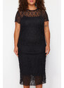 Trendyol Curve Black Lace Midi Knitted Dress