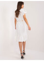 Fashionhunters Bílé letní šaty s volánky