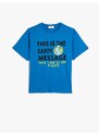 Koton T-Shirt Slogan Themed Printed Short Sleeve Crew Neck Cotton