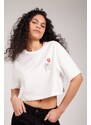 AC&Co / Altınyıldız Classics Oversize Fit Loose Fit 100% Cotton Printed Crew Neck Crop T-Shirt