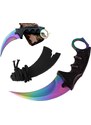 Camerazar Taktický nůž pro přežití CS:GO Karambit, chirurgická ocel, délka 19 cm, s plastovým pouzdrem